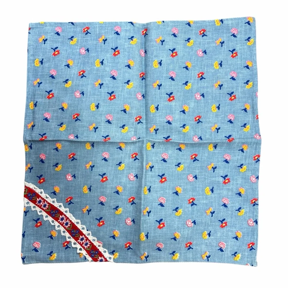 Vintage Denim Floral Napkins x 4